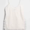 Linneblandad camisole med spetskant