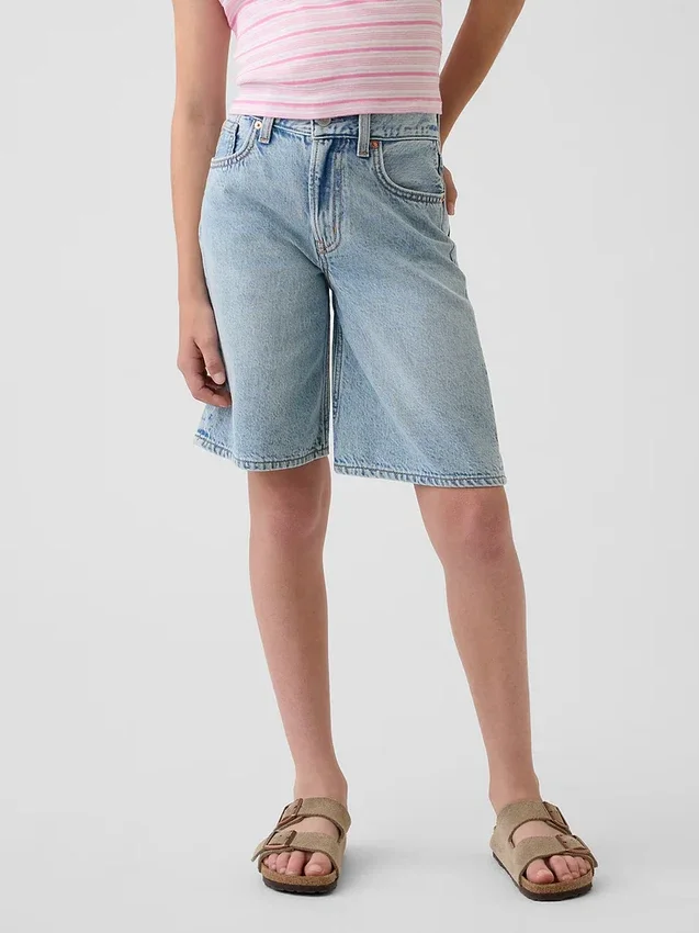Långa jeansshorts för barn med medelhög midja