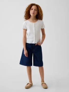 Långmodiga jeansshorts med låg midja för barn