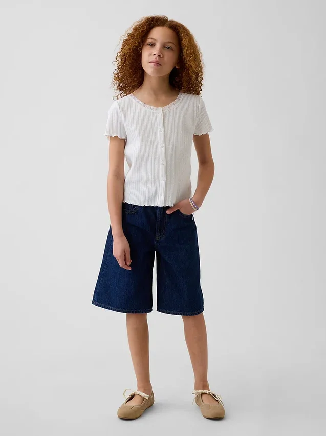 Långmodiga jeansshorts med låg midja för barn