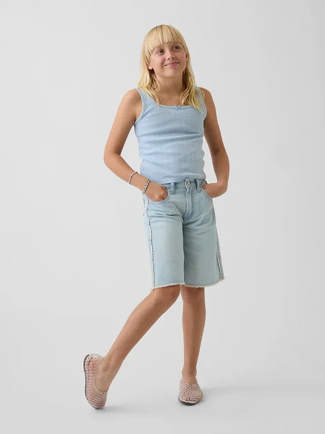 Långmodiga jeansshorts med låg midja för barn