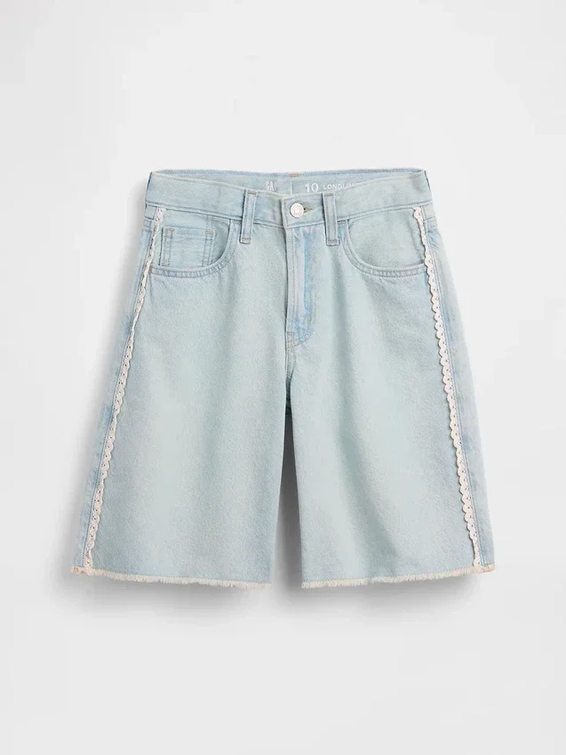 Långmodiga jeansshorts med låg midja för barn