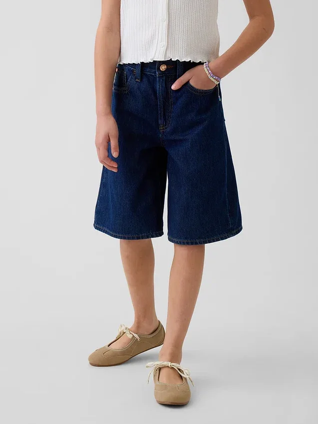 Långmodiga jeansshorts med låg midja för barn