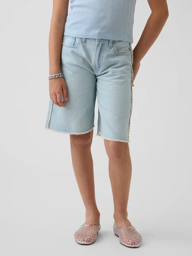 Långmodiga jeansshorts med låg midja för barn