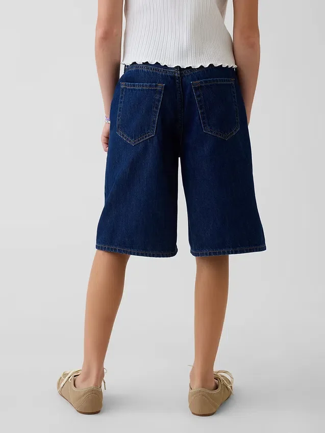 Långmodiga jeansshorts med låg midja för barn