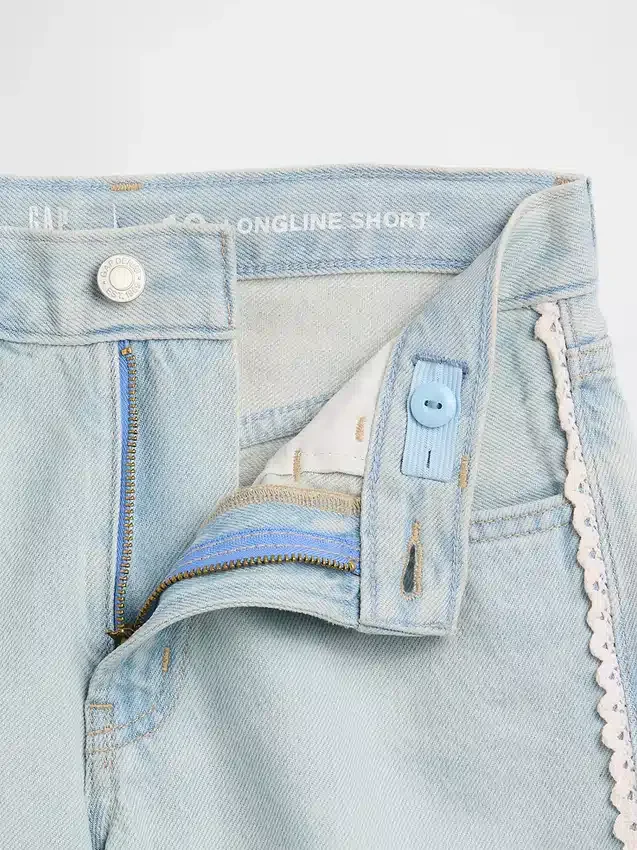 Långmodiga jeansshorts med låg midja för barn