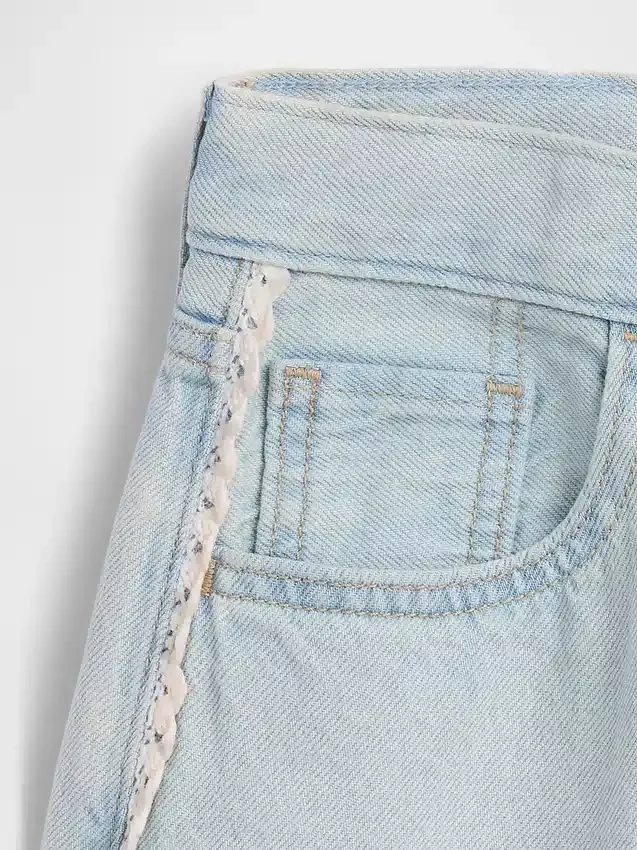 Långmodiga jeansshorts med låg midja för barn