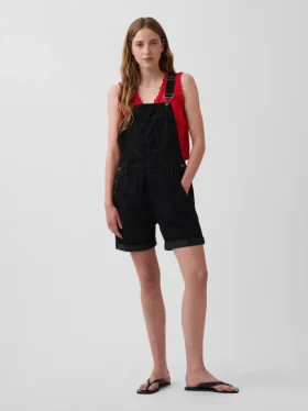 Lösa korta jeansoveraller