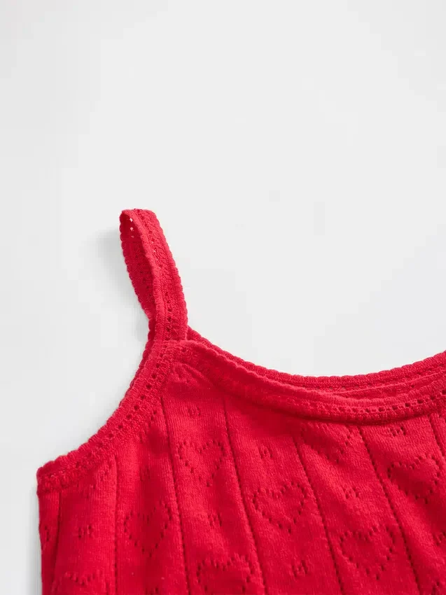 Lätt pyjamas-linne i CashSoft-pointellestickning med hjärtmönster