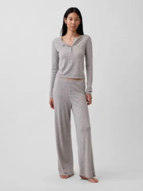 Lätt pyjamasbyxa i CashSoft Pointelle med hjärtmönster