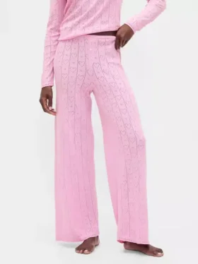 Lätt pyjamasbyxa i CashSoft Pointelle med hjärtmönster
