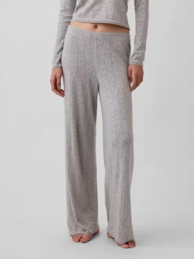 Lätt pyjamasbyxa i CashSoft Pointelle med hjärtmönster