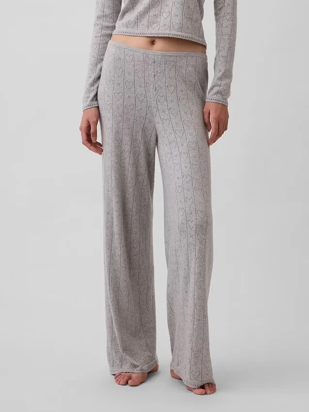 Lätt pyjamasbyxa i CashSoft Pointelle med hjärtmönster