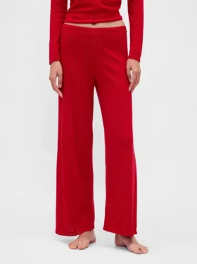 Lätt pyjamasbyxa i CashSoft Pointelle med hjärtmönster