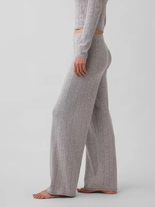 Lätt pyjamasbyxa i CashSoft Pointelle med hjärtmönster