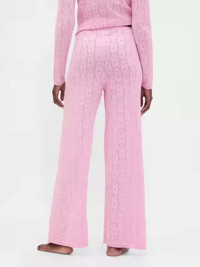 Lätt pyjamasbyxa i CashSoft Pointelle med hjärtmönster