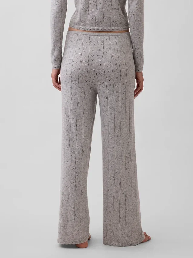 Lätt pyjamasbyxa i CashSoft Pointelle med hjärtmönster