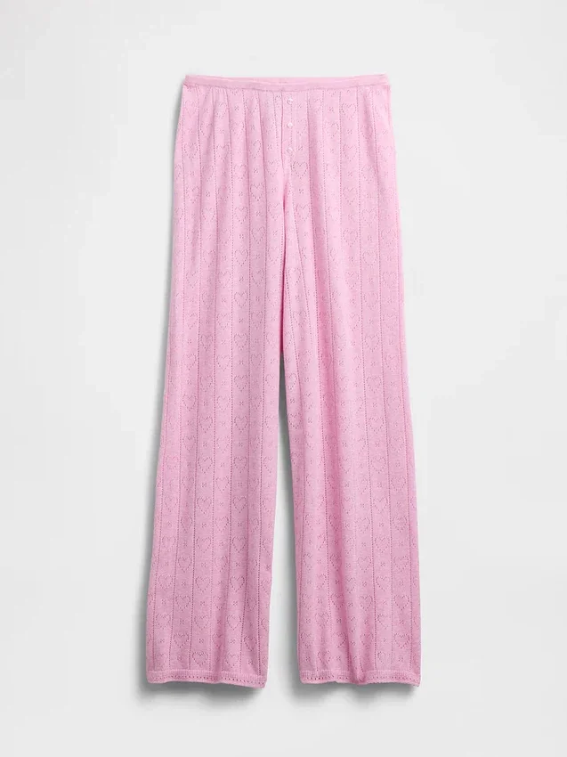 Lätt pyjamasbyxa i CashSoft Pointelle med hjärtmönster