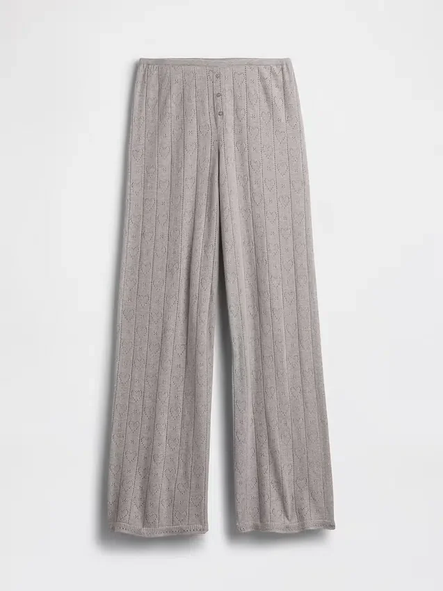 Lätt pyjamasbyxa i CashSoft Pointelle med hjärtmönster
