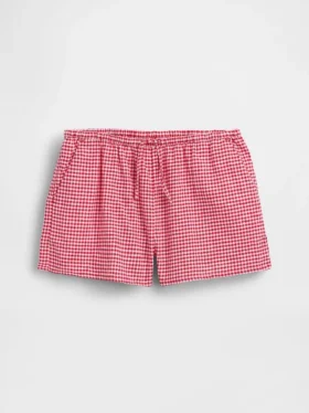 Lätta shorts i linne-bomull med rutmönster för barn