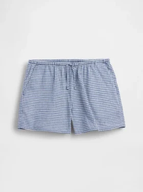 Lätta shorts i linne-bomull med rutmönster för barn