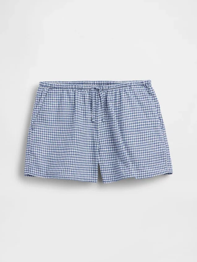 Lätta shorts i linne-bomull med rutmönster för barn
