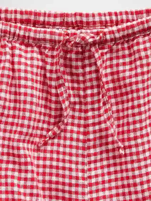 Lätta shorts i linne-bomull med rutmönster för barn