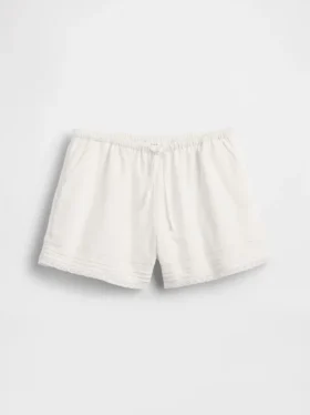 Lätta shorts i linne-bomull med spetskant för barn