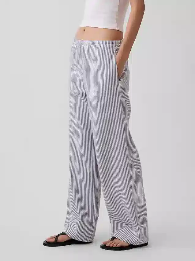 Lättbärande byxor med vida ben i linneblandning