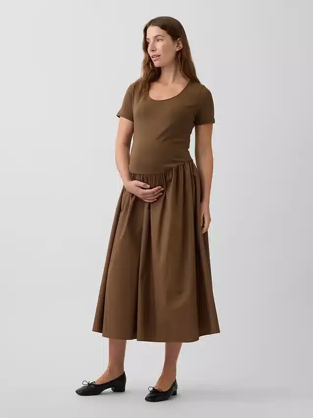 Mammakläder i blandmaterial med låg midja
