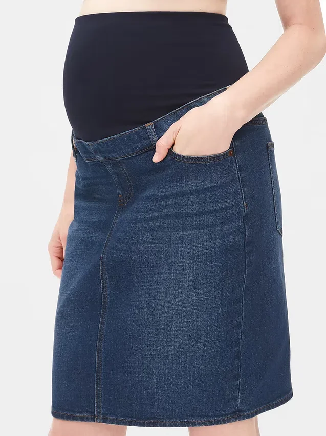 Mammakläder i denim med hel panel
