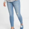 Mammakläder med äkta midjeband, helpanel och slitna detaljer, smala ankellånga Jeans