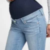 Mammakläder med äkta midjeband, helpanel och slitna detaljer, smala ankellånga Jeans