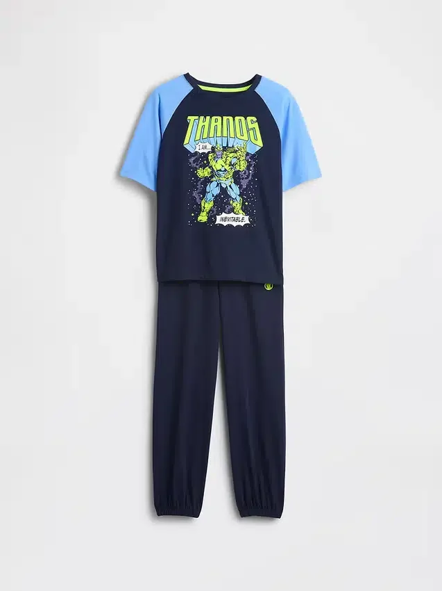 Marvel-pyjamas med joggingsbyxor för barn, tillverkad av återvunnet material