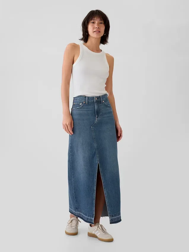 Maxikjol i denim