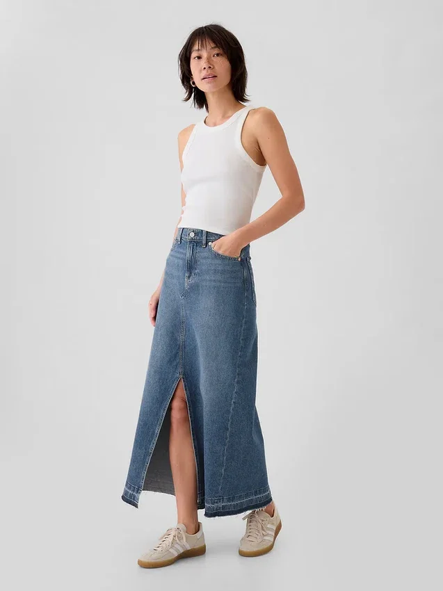 Maxikjol i denim