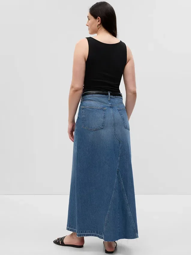 Maxikjol i denim