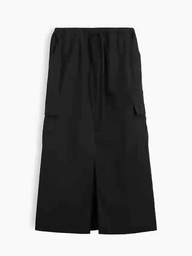 Maxikjol i poplin med cargo-detaljer