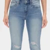Mid Rise Distressed True Skinny Ankle Jeans