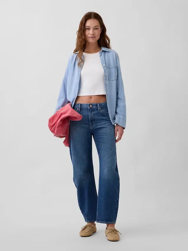 Mid Rise Slim Barrel-Jeans