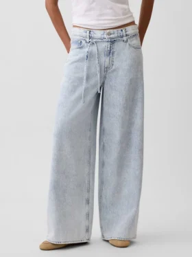 Mid Rise Ultrasoft Baggy Micro Belt Jeans