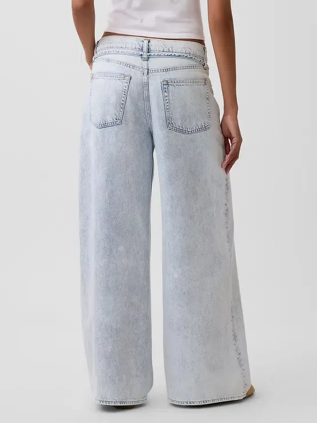 Mid Rise Ultrasoft Baggy Micro Belt Jeans