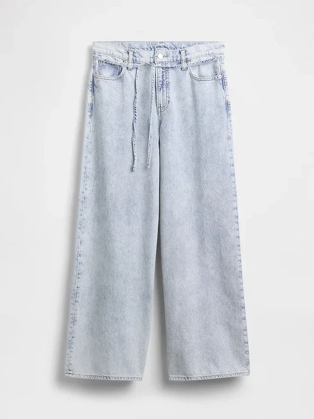 Mid Rise Ultrasoft Baggy Micro Belt Jeans