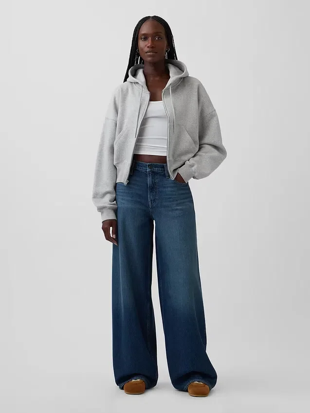 Mid Rise Ultrasoft Buckle Baggy Jeans