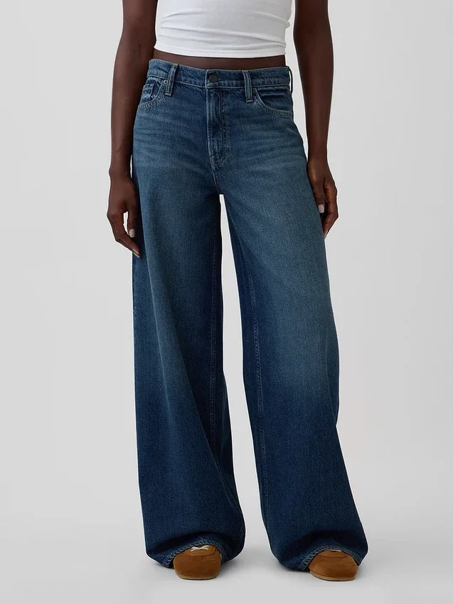 Mid Rise Ultrasoft Buckle Baggy Jeans