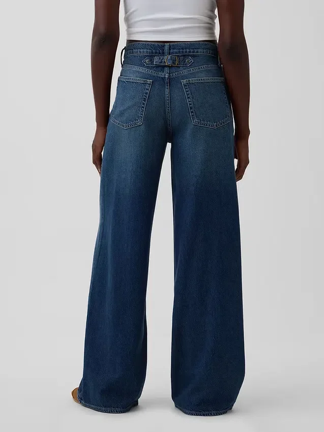 Mid Rise Ultrasoft Buckle Baggy Jeans