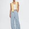 Mid Rise Ultrasoft Denim Stripe Easy Horseshoe Jeans
