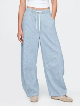 Mid Rise Ultrasoft Denim Stripe Easy Horseshoe Jeans