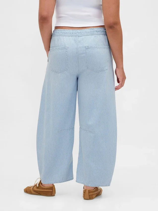Mid Rise Ultrasoft Denim Stripe Easy Horseshoe Jeans