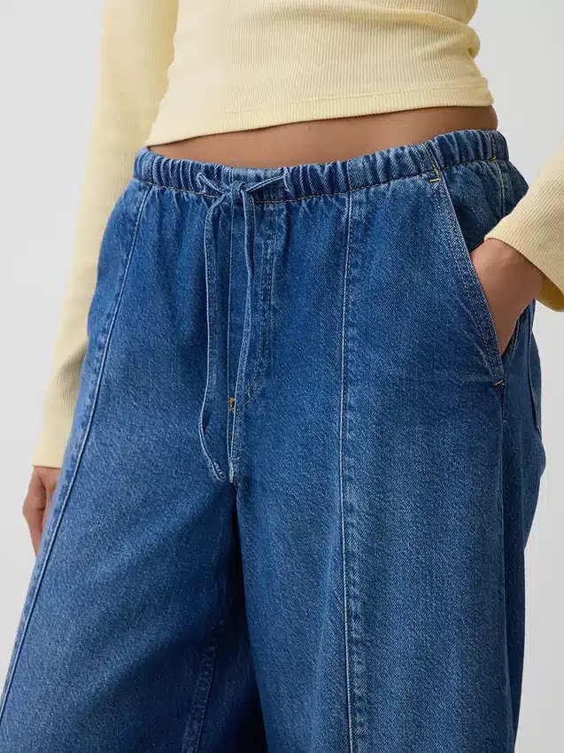 Mid Rise Ultrasoft Easy Seamed Baggy Jeans